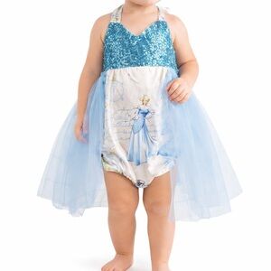 Belle Threads Cinderella Romper W/matching Tutu Wrap. 2/3t. Excellent Condition